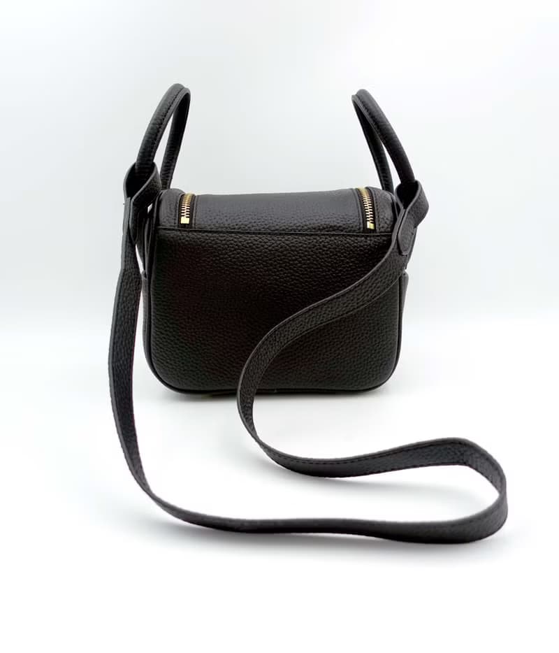 GOOKASO 黑色真皮牛皮革手繪貓咪包包手袋26cm LINDY款單肩手袋