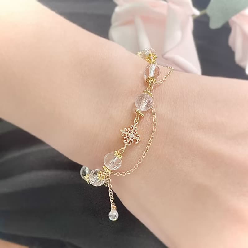 Giftest 白水晶 / 恩賜 十字架手鍊受洗禮物白水晶女生聖經B31