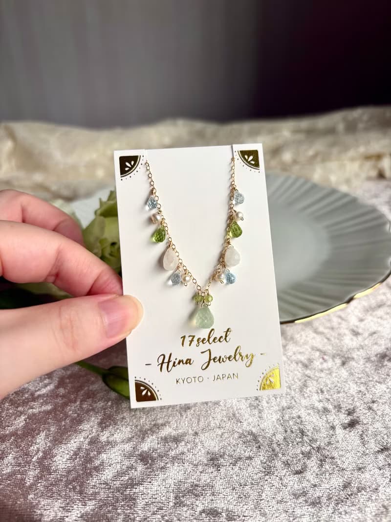 14KGF 葡萄石 x 月光石 x 橄欖石 項鍊
