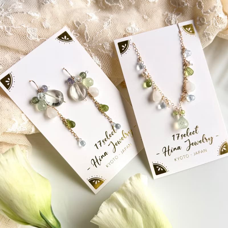 14KGF 葡萄石 x 月光石 x 橄欖石 項鍊