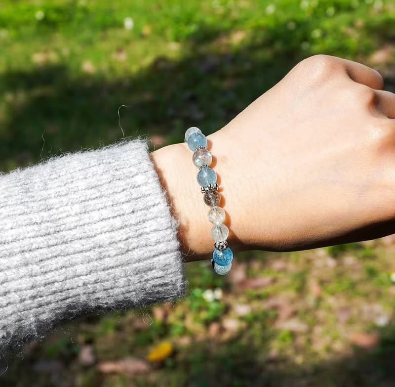 海藍寶 拉長石 水晶 手鏈 手鍊 心靈 情緒 自信心 愛情 風鈴草