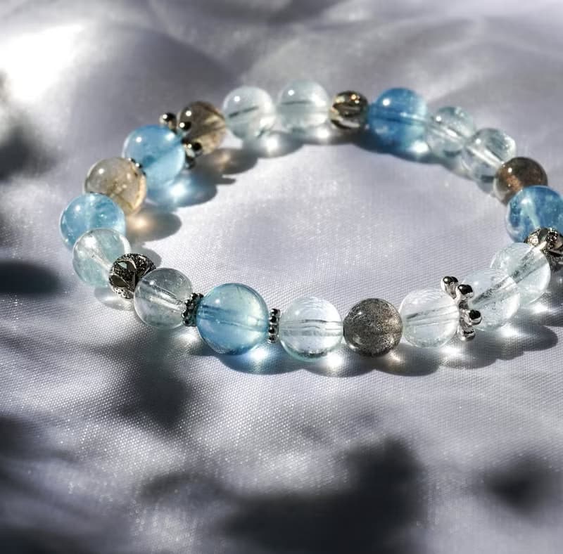 海藍寶 拉長石 水晶 手鏈 手鍊 心靈 情緒 自信心 愛情 風鈴草