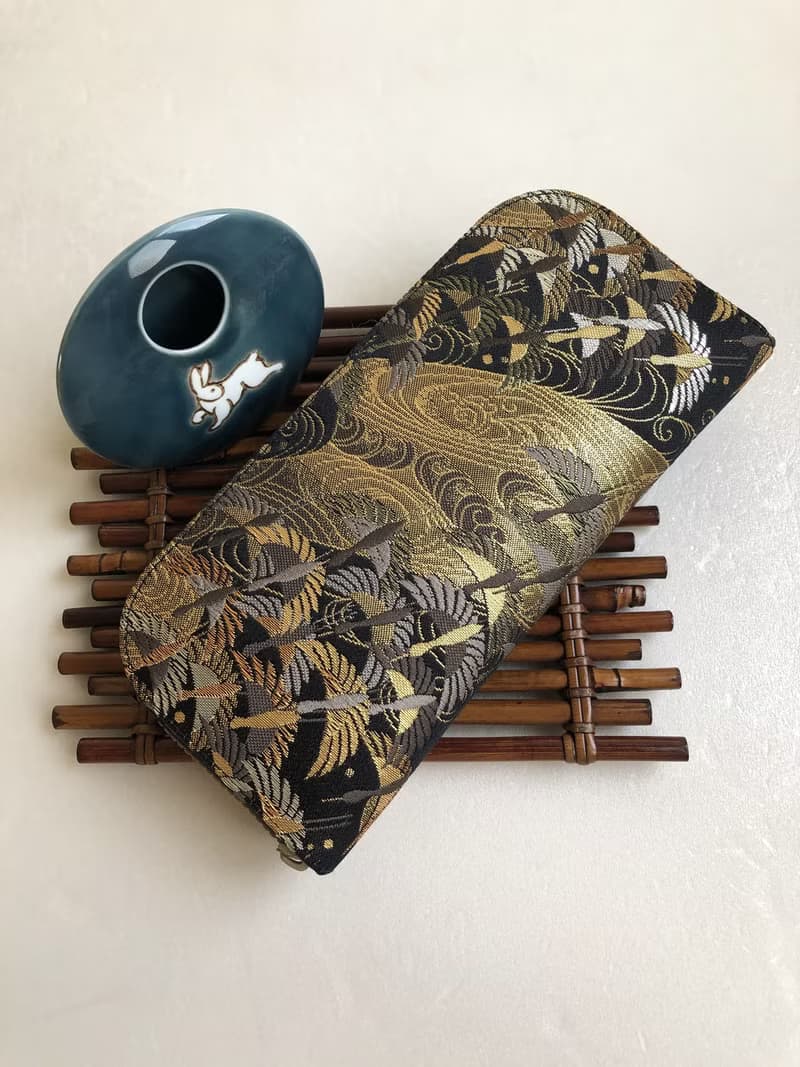 京西陣金襴錦織【旋飛翔鶴圖】-長夾/皮夾/零錢/