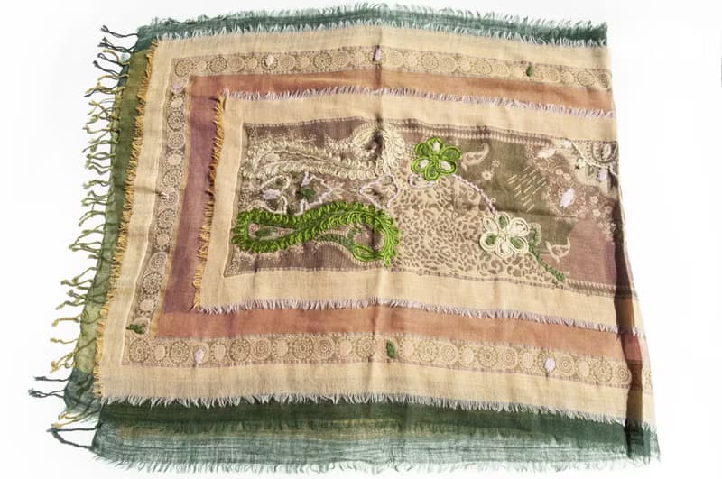 喀什米爾Cashmere/水煮羊毛披肩/針織圍巾/刺繡圍巾/羊絨披巾-花