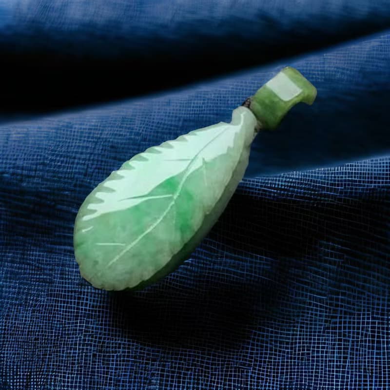 糯飄綠花翡翠羽毛項鍊 | 天然緬甸玉翡翠A貨