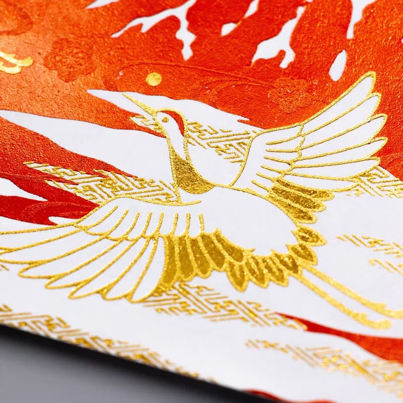 餐具 御膳墊紙 赤富士雙鶴 3入