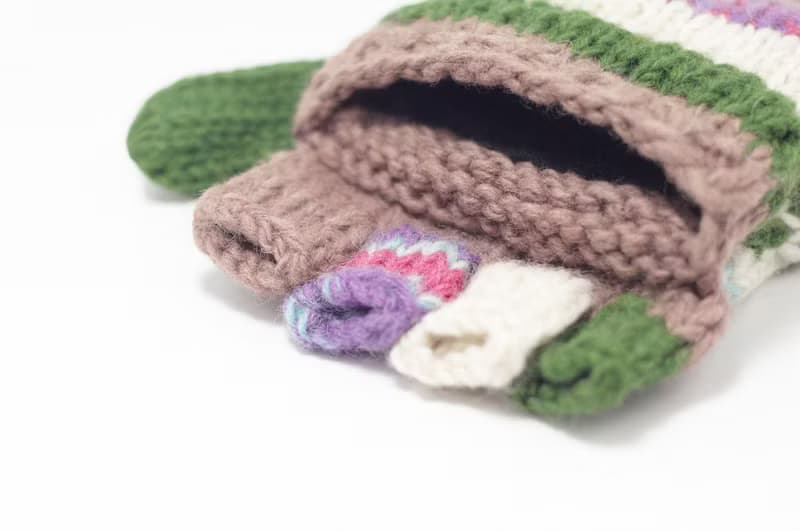 情人節禮物 限量一件針織純羊毛保暖手套 / 2ways手套 / 露趾手套 / 內刷毛手套 / 針織手套 - 漸層色草原拼色民族圖騰