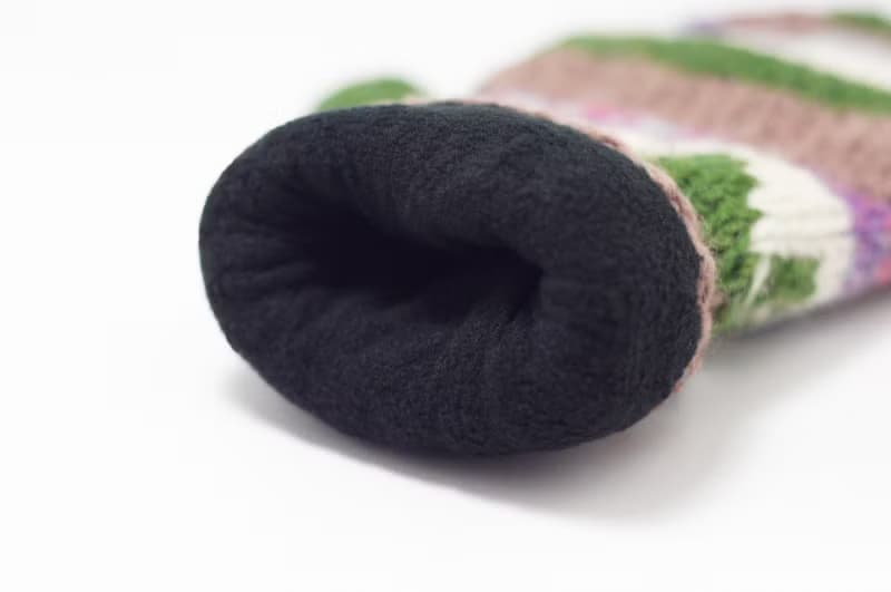 情人節禮物 限量一件針織純羊毛保暖手套 / 2ways手套 / 露趾手套 / 內刷毛手套 / 針織手套 - 漸層色草原拼色民族圖騰