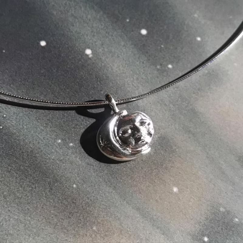 925銀 黃銅 日月同輝項鍊