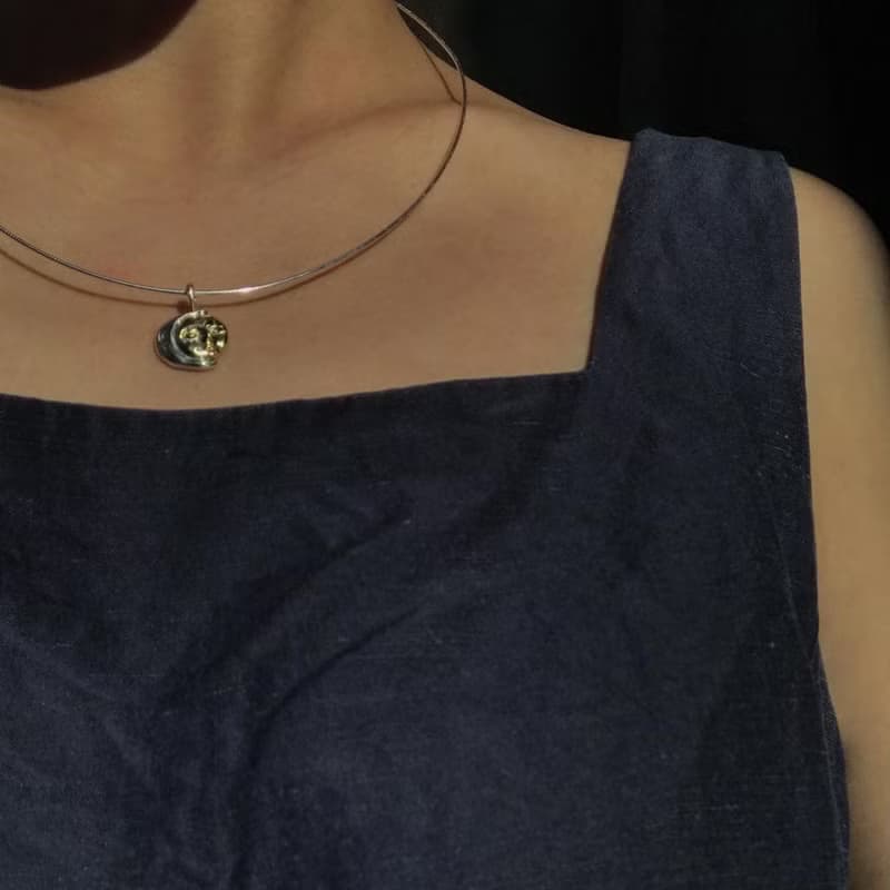 925銀 黃銅 日月同輝項鍊