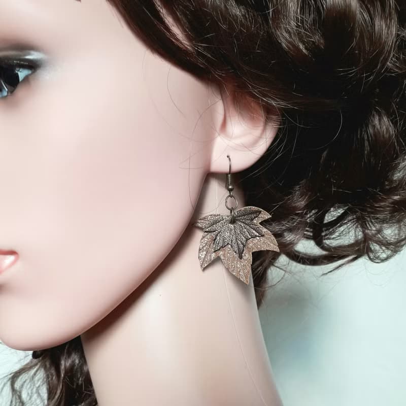 耳環 bronze color leather earrings for her Leather women's jewelry