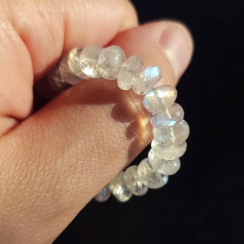 AA Rainbow Moonstone 925 Silver Bracelet Natural Gemstone Birthstone