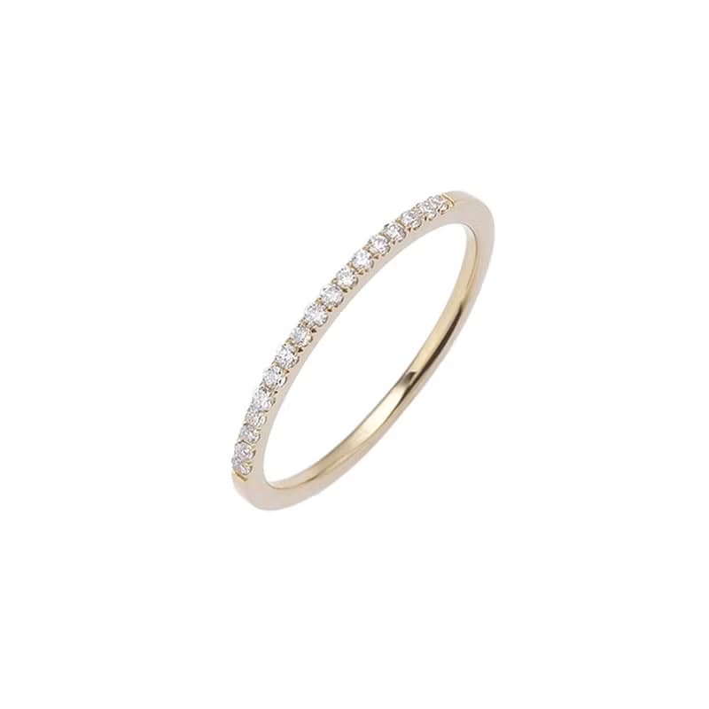 經典鑽石線戒-黃K金