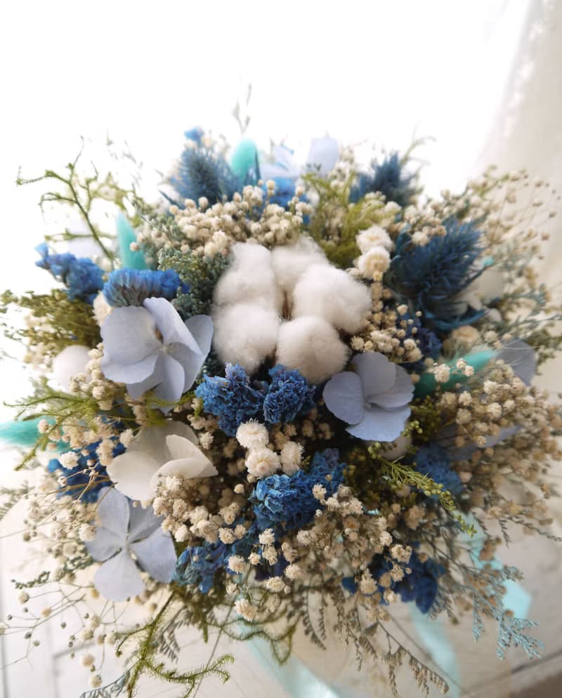深情藍.天空藍色系乾燥花束.新娘婚禮捧花.胸花.情人節首選.