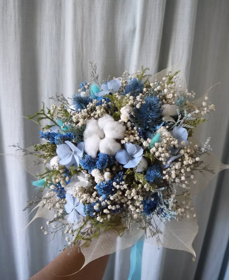 深情藍.天空藍色系乾燥花束.新娘婚禮捧花.胸花.情人節首選.