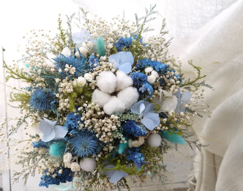 深情藍.天空藍色系乾燥花束.新娘婚禮捧花.胸花.情人節首選.