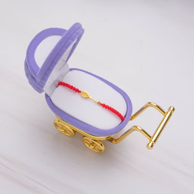 藏寶箱金飾 9999純金黃金金湯匙 彌月 禮盒 紅繩 手鍊 手環