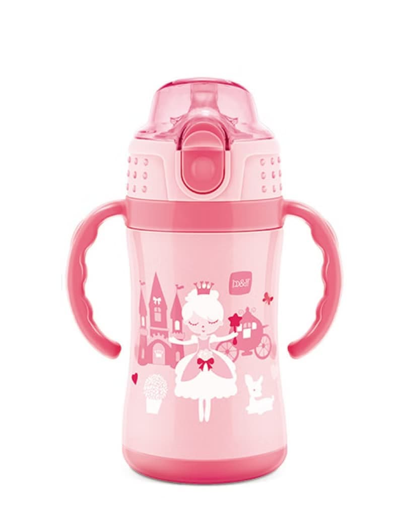 b&h 兒童不銹鋼冷熱保溫杯附吸管及手柄 280毫升 (甜美小公主)