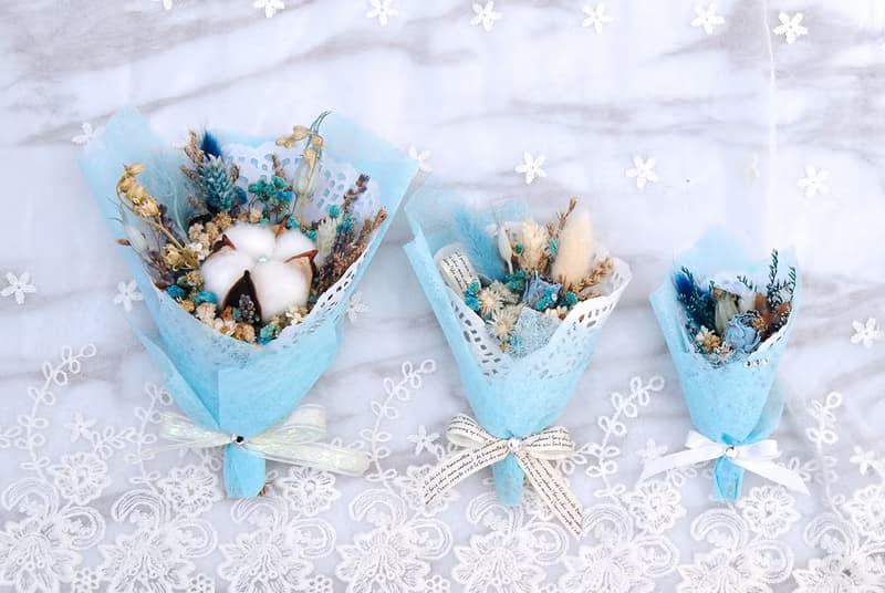 迷你乾燥花束禮盒(大)-寧靜藍 生日禮物