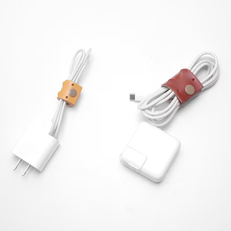 橘紅色 大隻的Tinny 真皮革手工 USB-C 2公尺 集線器