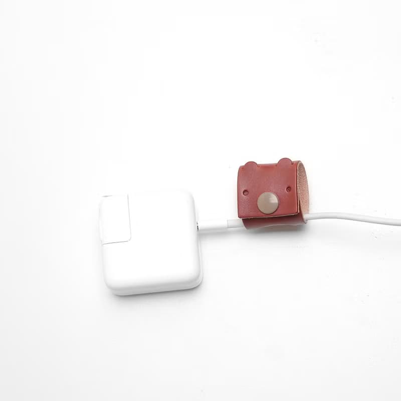 橘紅色 大隻的Tinny 真皮革手工 USB-C 2公尺 集線器