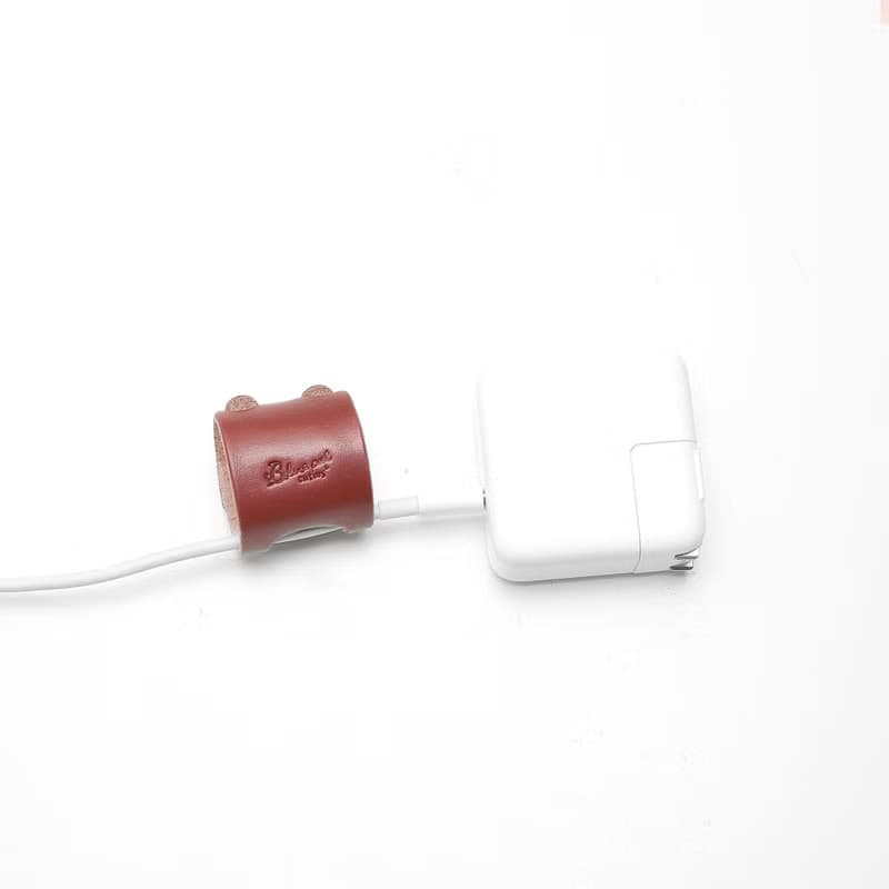 橘紅色 大隻的Tinny 真皮革手工 USB-C 2公尺 集線器