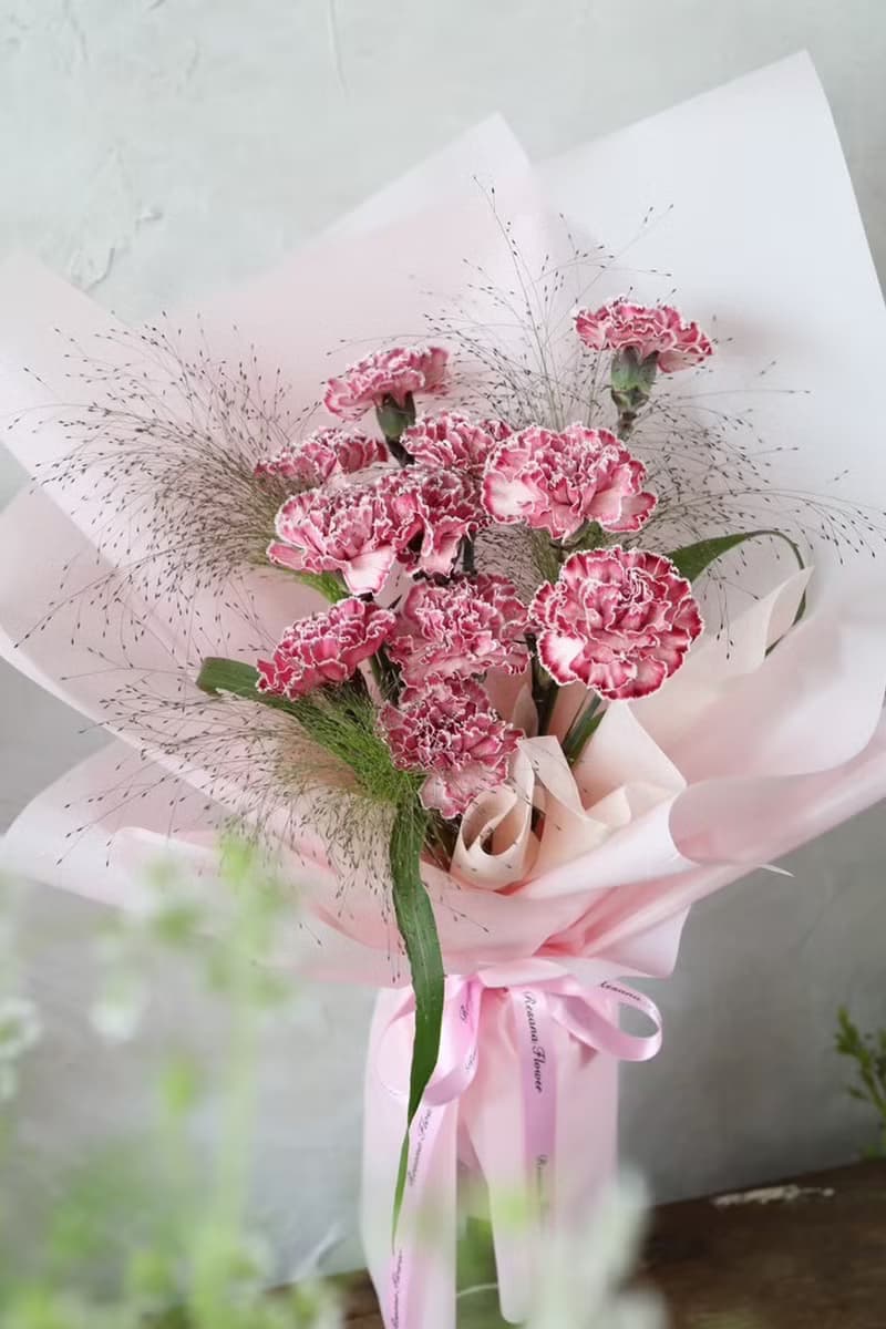 藝術染康乃馨 奶霜白邊粉 鮮花束 2025母親節