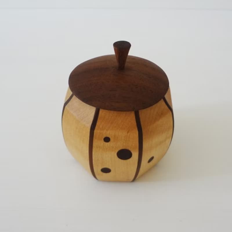 八角南瓜型縞茶器　メープル