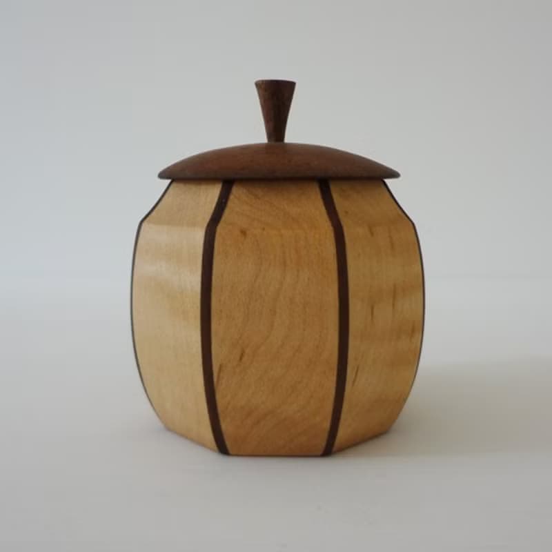 八角南瓜型縞茶器　メープル