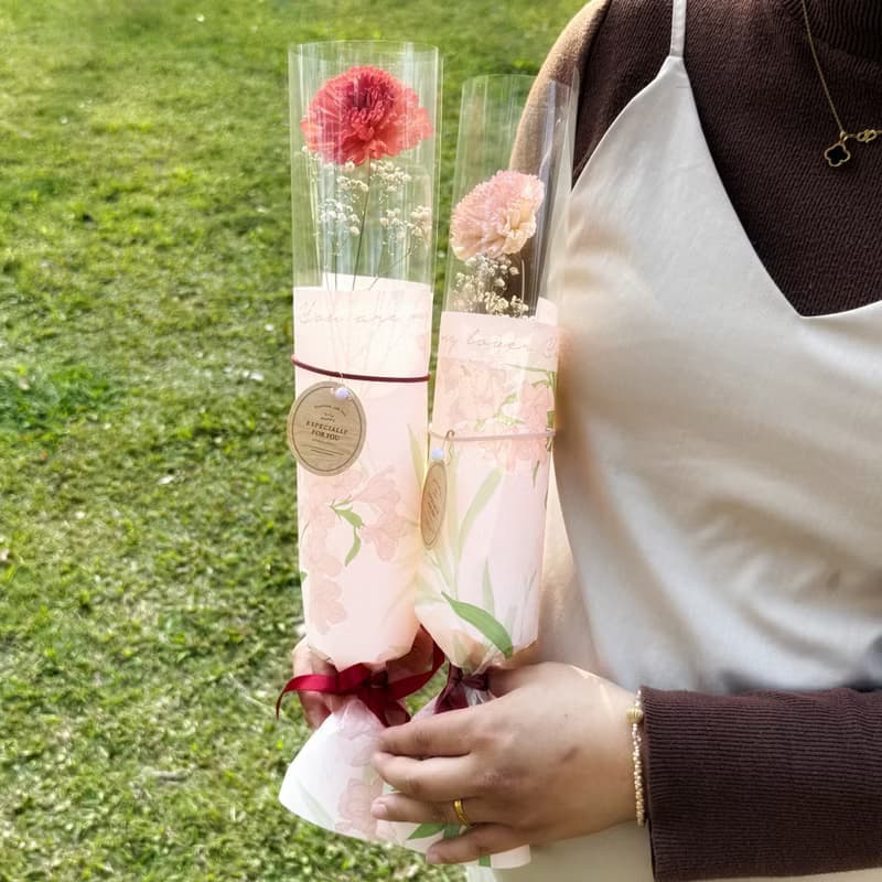 【單支康乃馨】珍珠心願擴香花束 2色可選 母親節禮物 母親節