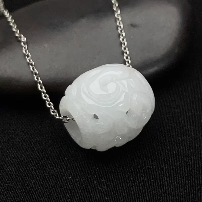 【萬事亨通】冰種翡翠雕花路路通項鍊 | 天然緬甸玉翡翠A貨 |送禮