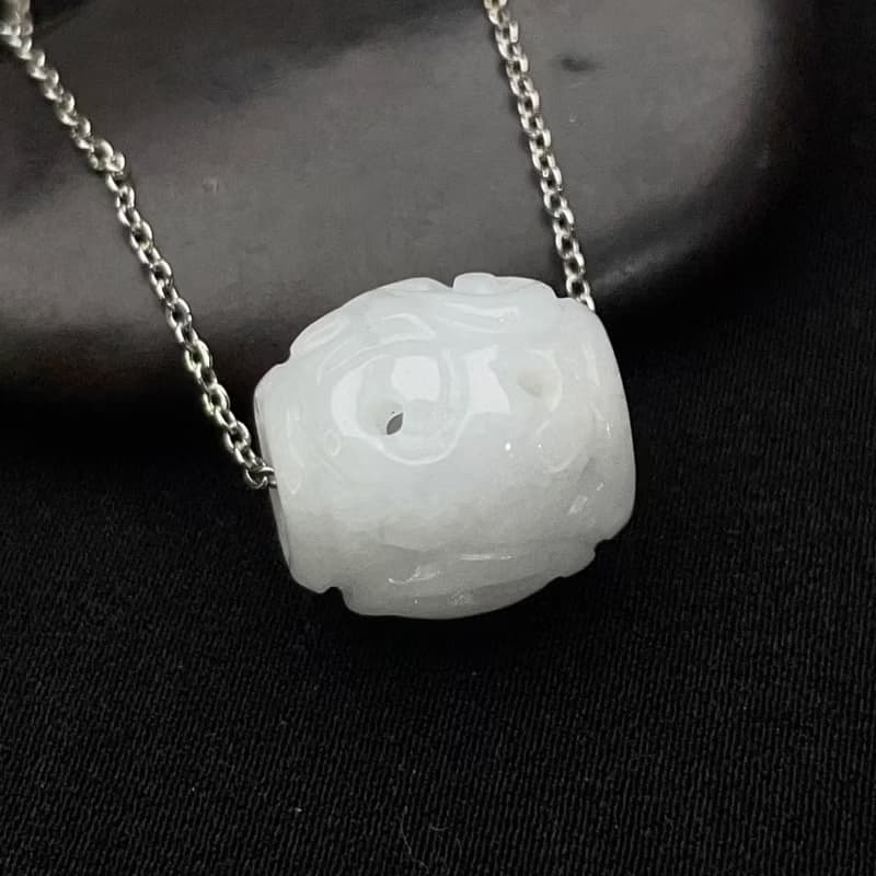 【萬事亨通】冰種翡翠雕花路路通項鍊 | 天然緬甸玉翡翠A貨 |送禮