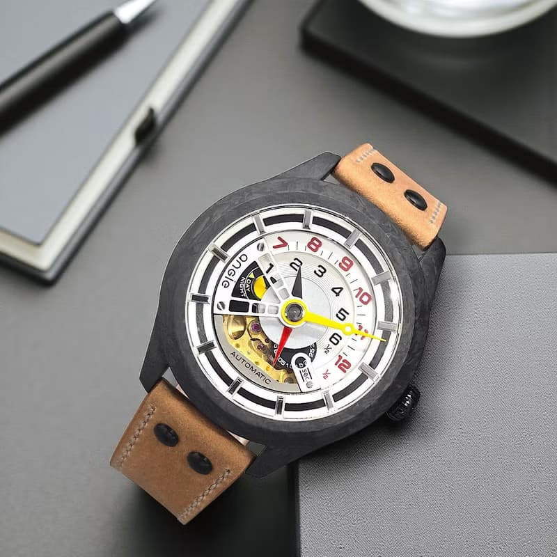 鍛造碳纖 皮帶款 卡其色