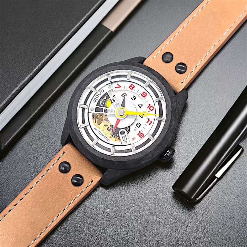 鍛造碳纖 皮帶款 卡其色