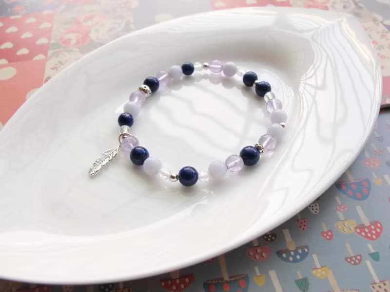 紫水晶 青金石 藍紋瑪瑙 白水晶 925銀【漫遊】舒緩情緒 提升自信