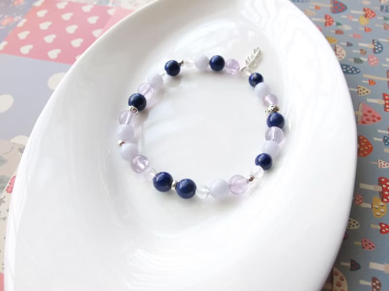 紫水晶 青金石 藍紋瑪瑙 白水晶 925銀【漫遊】舒緩情緒 提升自信