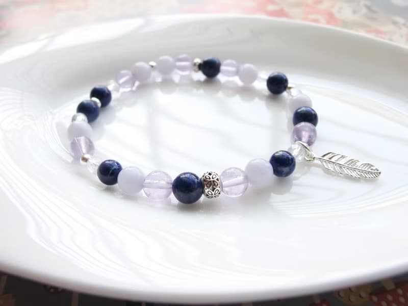 紫水晶 青金石 藍紋瑪瑙 白水晶 925銀【漫遊】舒緩情緒 提升自信