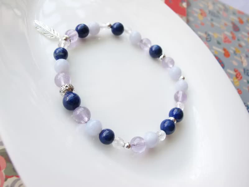 紫水晶 青金石 藍紋瑪瑙 白水晶 925銀【漫遊】舒緩情緒 提升自信