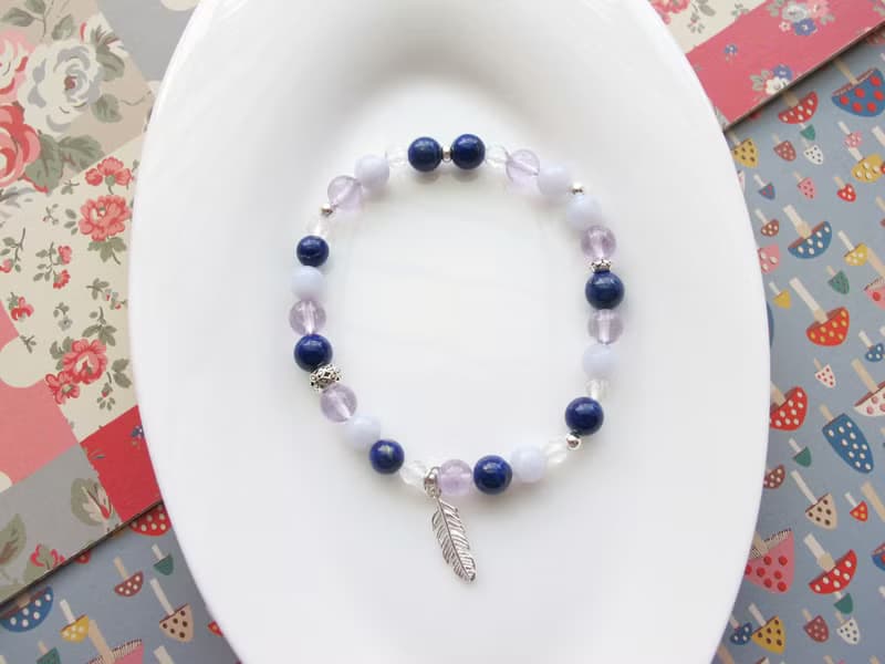 紫水晶 青金石 藍紋瑪瑙 白水晶 925銀【漫遊】舒緩情緒 提升自信