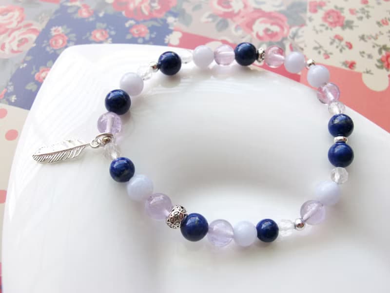 紫水晶 青金石 藍紋瑪瑙 白水晶 925銀【漫遊】舒緩情緒 提升自信