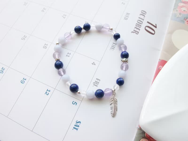 紫水晶 青金石 藍紋瑪瑙 白水晶 925銀【漫遊】舒緩情緒 提升自信