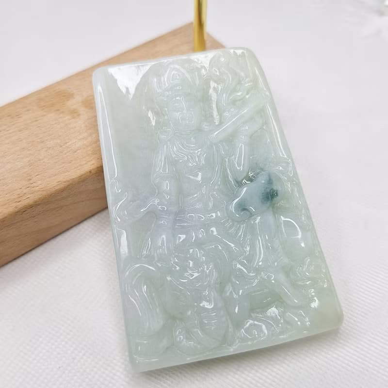 細料溫潤普賢菩薩吊墜 生肖龍蛇守護神 | 天然緬甸玉A貨翡翠