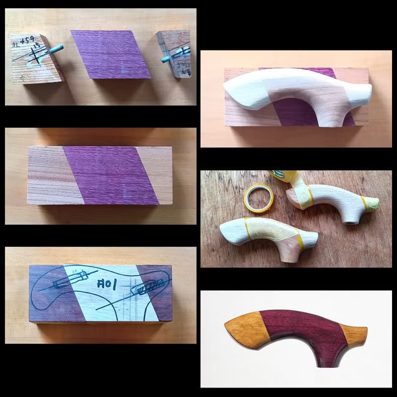 Kumiki Temoto Cane Oak/Zelkova/Oak Deep Navy Natural Wood Single Stick