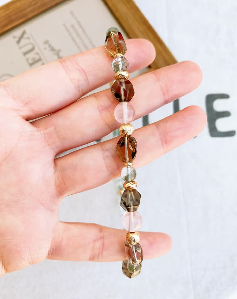 綠幽靈/茶水晶/星芒粉水晶 手作設計款能量水晶手鍊