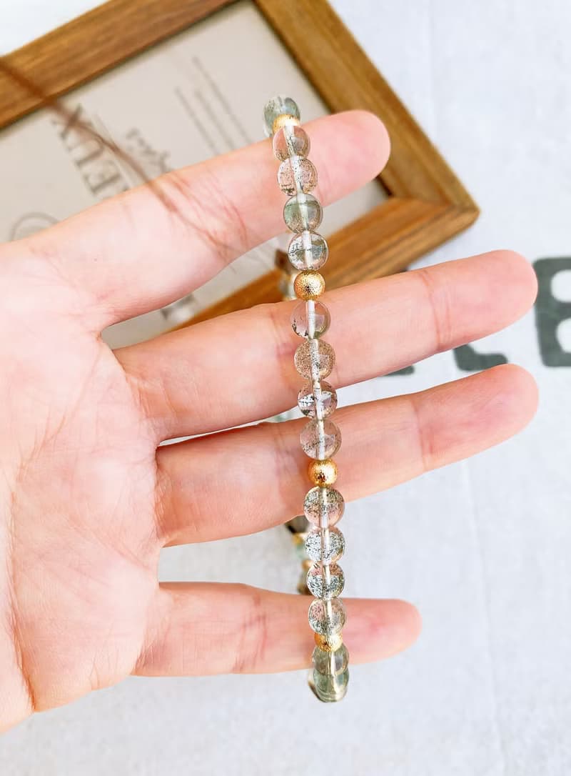 綠幽靈/茶水晶/星芒粉水晶 手作設計款能量水晶手鍊