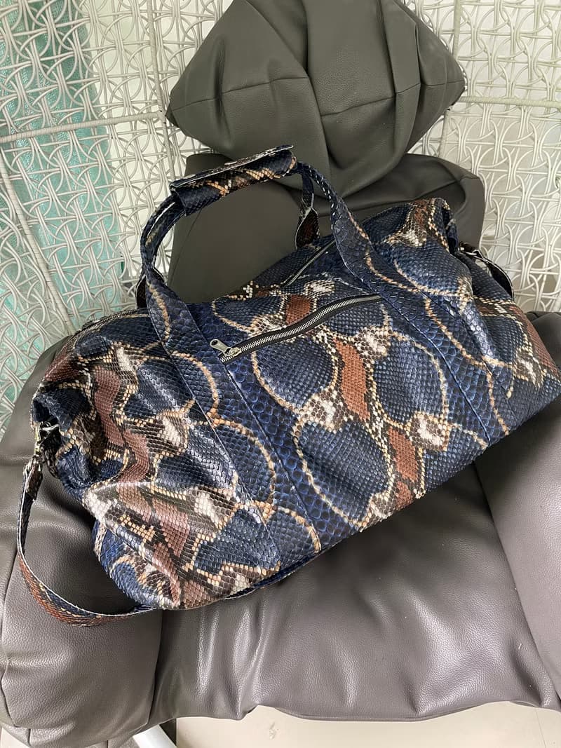 Snakeskin Weekender Duffle Bag Leather Weekender Bag Snakeskin Travel Bag