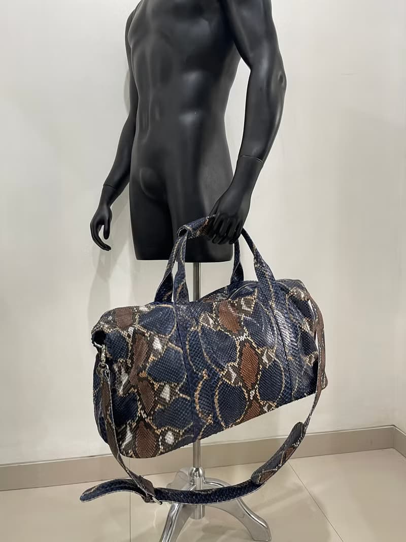 Snakeskin Weekender Duffle Bag Leather Weekender Bag Snakeskin Travel Bag