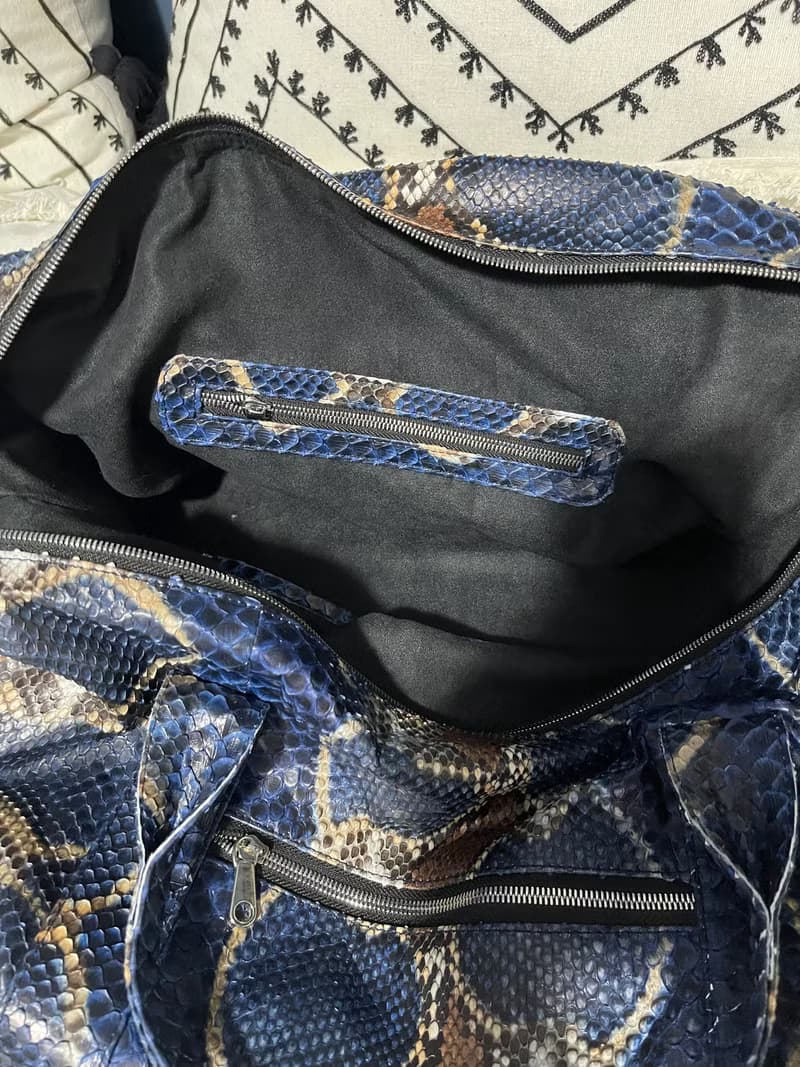 Snakeskin Weekender Duffle Bag Leather Weekender Bag Snakeskin Travel Bag