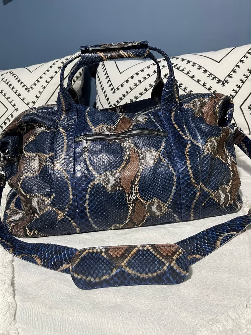 Snakeskin Weekender Duffle Bag Leather Weekender Bag Snakeskin Travel Bag