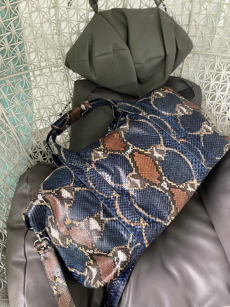 Snakeskin Weekender Duffle Bag Leather Weekender Bag Snakeskin Travel Bag